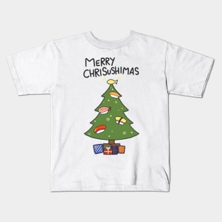 Merry Chrisushimas Tree Funny Sushi Lover Christmas Card Kawaii Cute Anime Food Kids T-Shirt